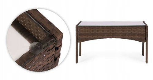 ZESTAW MEBLI OGRODOWYCH Z TECHNORATTANU ŁAWKA STÓŁ KRZESŁA BRĄZ MultiGarden na Arena.pl