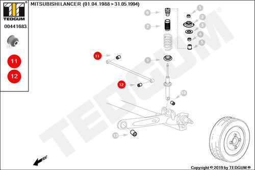 LANCER TULEJA DRĄŻKA TYLNEGO 88-03 na Arena.pl