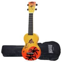 Ukulele Sopranowe + Pokrowiec Wyjątkowy Design Grafika Mahalo Hawaii Orange