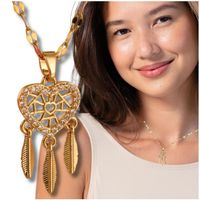 Naszyjnik złoty stal chirurgiczna 316L łapacz snów serce pozłacany