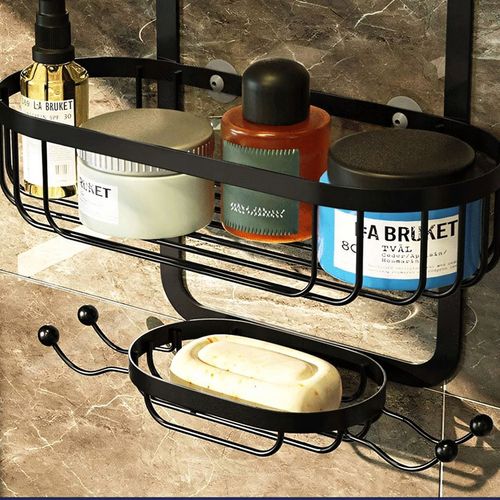 PÓŁKA ŁAZIENKOWA WISZĄCA POD PRYSZNIC PRYSZNICOWA CZARNA PODWÓJNA ODPORNA na Arena.pl