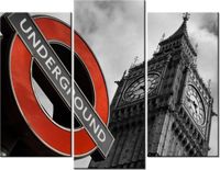 70 90CM OBRAZ 3 ELEM LONDYŃSKIE METRO ŚCIENNY DRUK PŁÓTNO