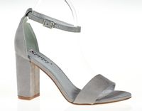 Sandały zamszowe na słupku 8,5 cm. zakryta pięta szare Rozmiar obuwia - 41