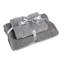 Komplet ręczników 2 częściowy TAMINA Eurofirany srebrny stalowy szary