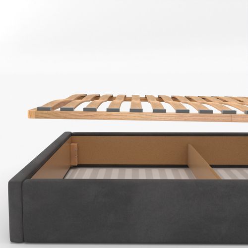 ŁÓŻKO TAPICEROWANE DO SYPIALNI 180x200 PODWÓJNE Z POJEMNIKIEM GRAFITOWE na Arena.pl