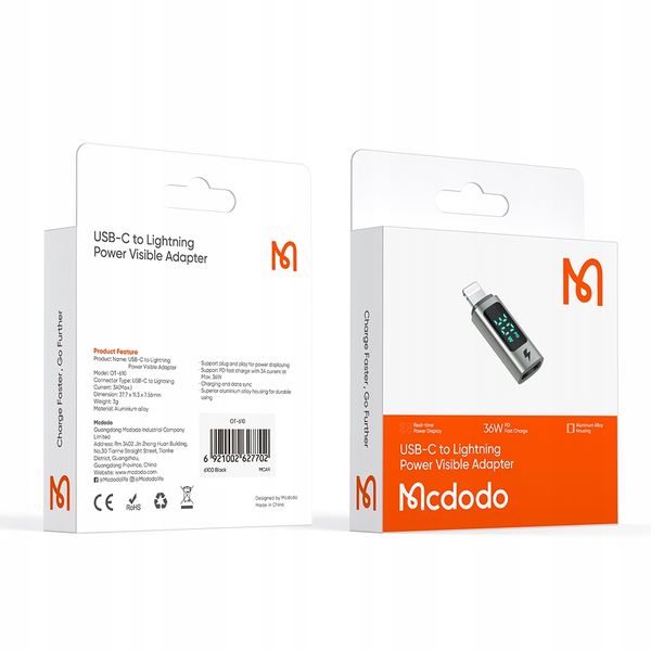 mcdodo adapter przejściówka usb-c usb typ c do lightning iphone 36w zdjęcie 11