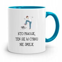 Pracownika Kubek Błękitny Kto Pracuję Z Nadrukiem Ze Zdjęciem