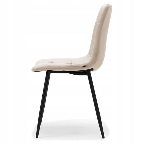 KRZESŁO TAPICEROWANE PIKOWANE WELUROWE DO SALONU JADALNI BEŻOWE PARMA na Arena.pl