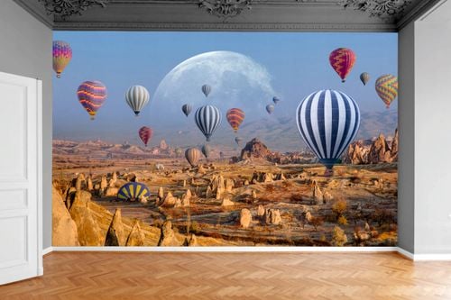 Fototapeta LATAJĄCE BALONY Z WIDOKIEM SKAŁ NIEBA na Arena.pl