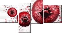 100 55CM OBRAZ 4 ELEM CZERWONE DMUCHAWCE PŁÓTNO DRUK