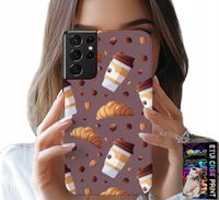 ETUI DO SAMSUNG GALAXY S21 Ultra - CASE Z KAWĄ ROGALIKAMI I ZIARNAMI W TLE