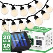 GIRLANDA SOLARNA OGRODOWA LAMPKI SOLARNE ŻARÓWKI 20 LED 7,5M ŁAŃCUCH