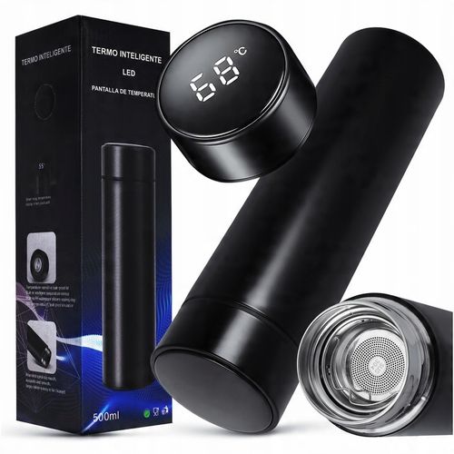 Kubek Termiczny Termos LED 500ml Duży | Butelka Na Kawę Herbatę Wyświetlacz na Arena.pl