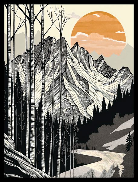 Plakat 30x40cm Drzeworys Górski zdjęcie 2