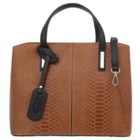 VERA PELLE torebka damska skórzana klasyczna kroko z paskiem V560 camel