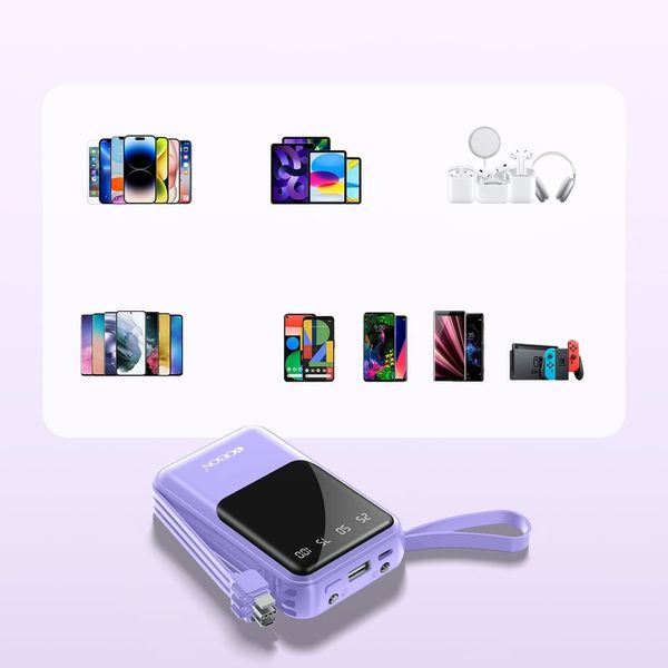 POWER BANK 10000MAH USB/USB-C QC PD WBUDOWANY KABEL Wyświetlacz cyfrowy zdjęcie 5