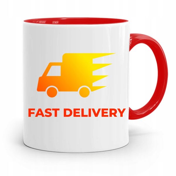 Kubek Czerwony Dla Kuriera Fast Delivery Prezent Z Nadrukiem Ze Zdjęciem zdjęcie 1