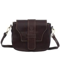 VERA PELLE torebka damska skórzana listonoszka vintage V649 c.brązowa