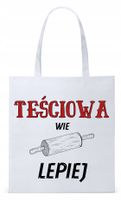 Dla Teściowej Mamy Prezent Torba Eco Biała Shopper Z Nadrukiem Ze Zdjęciem