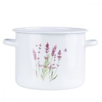 GARNEK EMALIOWANY BIAŁY EMALIA RYBNIK LAWENDA 22 CM 5,5 L