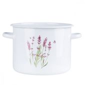 GARNEK EMALIOWANY BIAŁY EMALIA RYBNIK LAWENDA 22 CM 5,5 L
