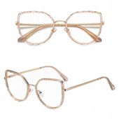 ZŁOTE Damskie Okulary ZERÓWKI do KOMPUTERA BLUE LIGHT UV OPRAWKI Teleskopy