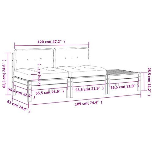 Sofa ogrodowa z poduszkami i podnóżkiem, 2-osobowa na Arena.pl