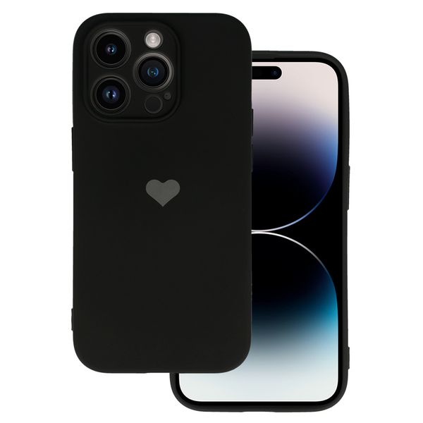 Vennus Silicone Heart Case do Iphone 14 Pro wzór 1 czarny zdjęcie 1