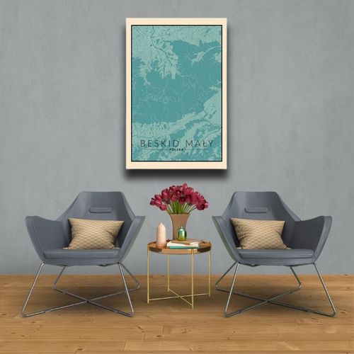 Beskid Mały mapa vintage - obraz na płótnie 30x40 cm na Arena.pl