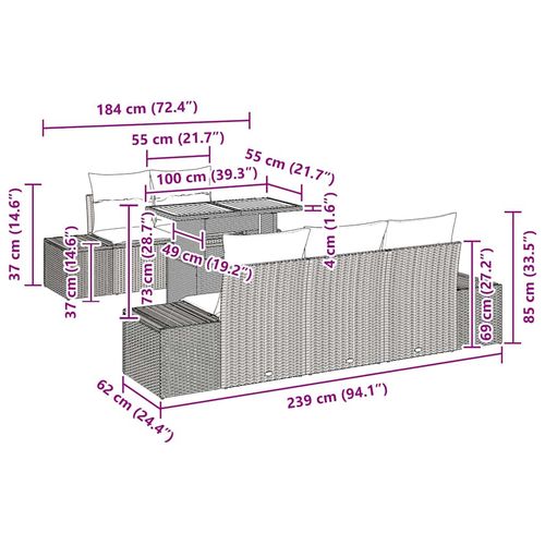 Zestaw Sof na Ogród z przechowywaniem 6 pcs Beżowy Polirattan na Arena.pl