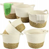 ZESTAW KOSZY PLECIONYCH XL/L/M Z UCHWYTAMI ORGANIZERY KOSZYKI BOHO 3 SZT