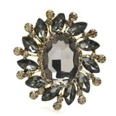 Broszka damska z kryształkami szara