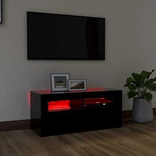 Szafka pod TV z oświetleniem LED, czarna, 90x35x40 cm na Arena.pl