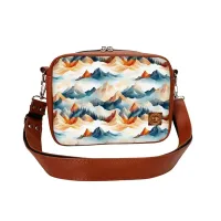 Torebka Wzór Góry  - Nowoczesna Torebka Prostokątna Kolor ekoskóry - Brązowy