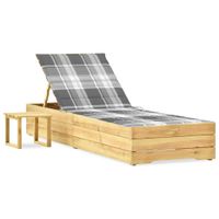 Leżak ogrodowy ze stolikiem i poduszką, impregnowana sosna