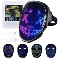 HALLOWEEN MASKA NA CAŁĄ TWARZ EKRAN LED STEROWANY Z TELEFONU