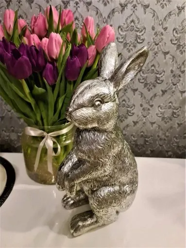 FIGURKA OZDOBNA - SREBRNY ZAJĄC KRÓLIK model I zdjęcie 3