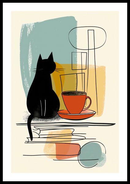 Plakat 40x60cm Kot i Kawa zdjęcie 3