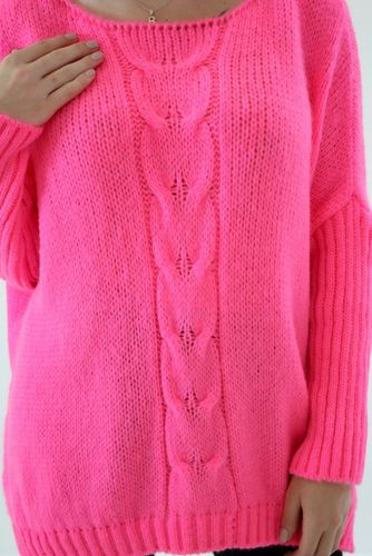 Sweter oversize warkocz Magda Różowy UNI na Arena.pl