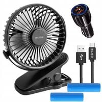 WIATRAK WENTYLATOR SAMOCHODOWY BIURKOWY AKUMULATOR REGULOWANY KLIPS 12V