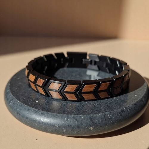 Męska bransoleta ze stali nierdzewnej i naturalnego drewna na Arena.pl