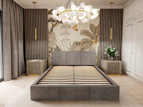 ŁÓŻKO TAPICEROWANE DO SYPIALNI 160x200 ŁÓŻKO PODWÓJNE Z POJEMNIKIEM na Arena.pl