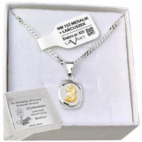 ŁAŃCUSZEK SREBRNY MEDALIK KOMUNIJNY MATKA BOSKA DO KOMUNII NA CHRZEST