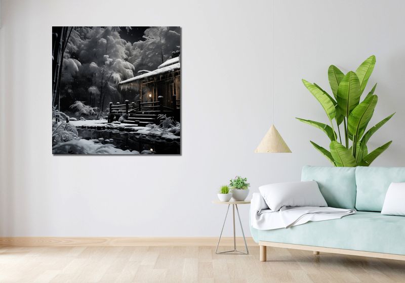 Obraz 100x100cm Tradycyjna Japońska Chatka zdjęcie 2