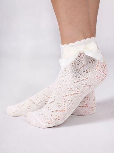 Skarpety dziewczęce bawełniane ażurowe z kokardą 2PAK 27-30 YOCLUB na Arena.pl