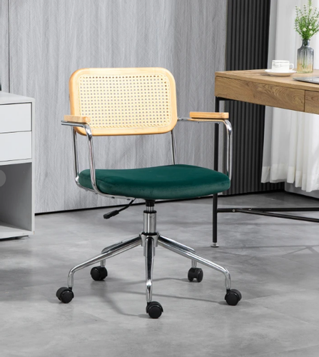 Krzesło biurowe w stylu boho rattan zielone fotel do 120 kg na Arena.pl