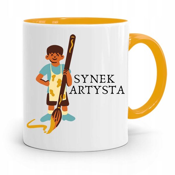 Kubek Żółty Prezent Dla Syna Dziecka Synek Artysta Z Nadrukiem Ze Zdjęciem zdjęcie 1