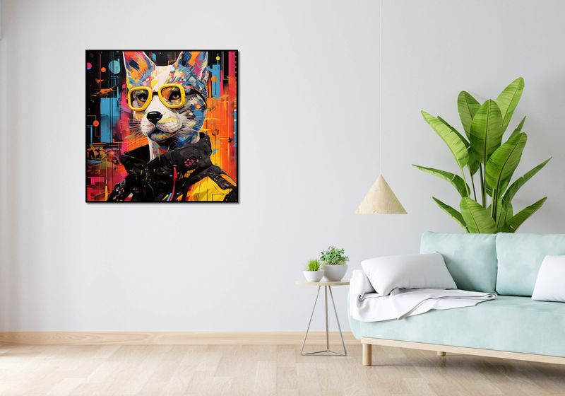 Plakat 90x90cm Kot w Miejskim Stylu zdjęcie 4