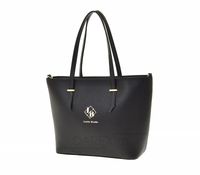 Laura Biaggi - duża torebka shopper czarna mat groszek JS274