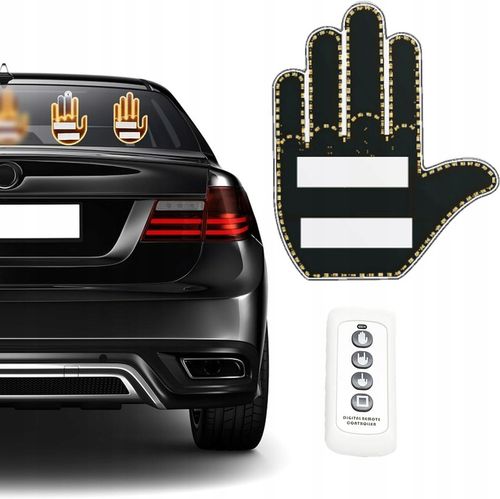 RĘKA LED NA TYLNĄ SZYBĘ SAMOCHODU SYGNALIZATOR GESTÓW ŚRODKOWY PALEC KCIUK na Arena.pl